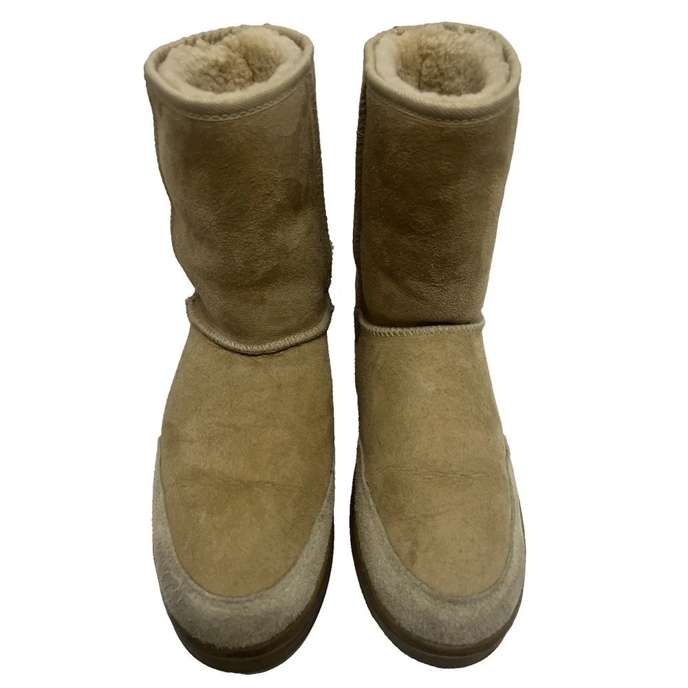 UGG Australia Mens Ultra Short Beige Mid Calf Boots US 9M Lambskin 5220 Pull On